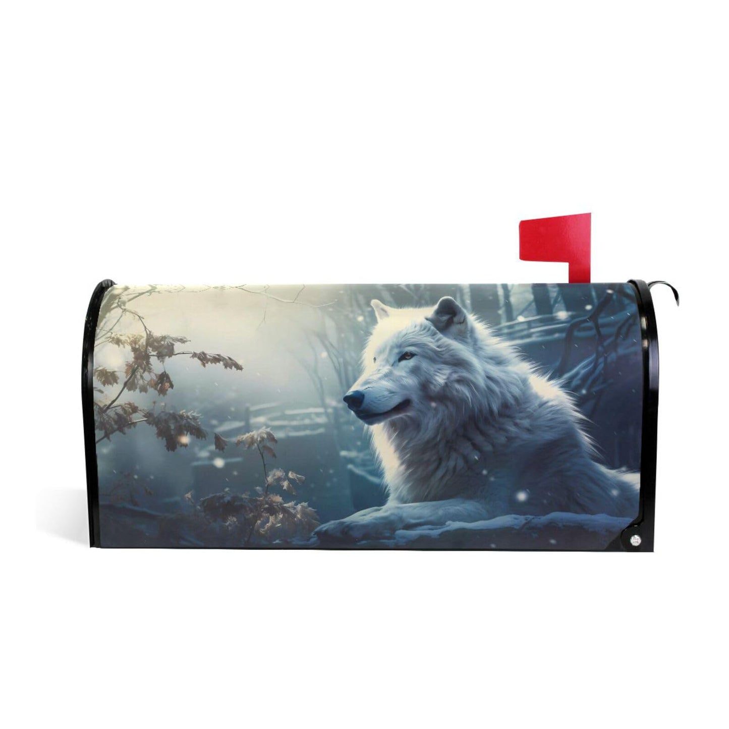 White Forest White Wolf Animal Magnetic Mailbox Cover MailWraps Garden Yard Home Decor for Outside Standard Size-18"x 20.8"