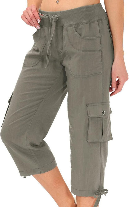 Womens Capris with Pockets - Lightweight Casual Cargo Pants for Hiking | Loose Fit, Dressy Style