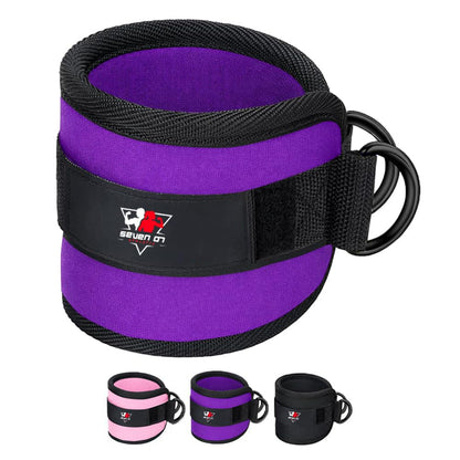 Ankle Straps for Cable Machines, Adjustable Comfort Ankle Cable Attachments for Women & Men, Glute Kickback Ankle Strap for Workout Gym Ankle Cuff Neoprene Padded Durable lifting Straps (Purple)