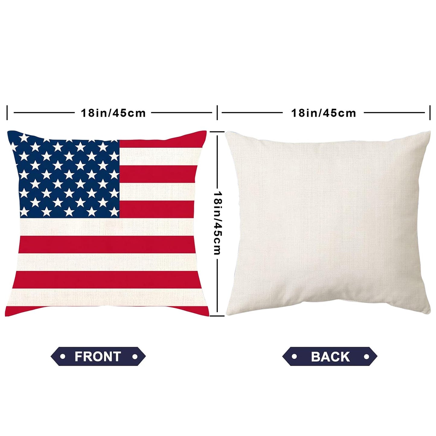 MAZSHTTD 4th of July Decorative Pillows 18 x 18 Patriotic Star Throw Pillow Covers Independence American Flag Pillow Memorial Day Decor Patio Pillows Outdoor Case Porch Pillows Case