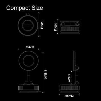 Magnetic Phone Holder for Car,Vacuum Suction Cup Phone Mount,Magsafe Car Mount for iPhone, No Need Charge,Folding Holder for iPhone and Android
