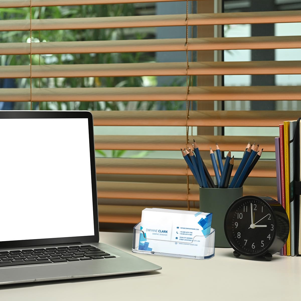 OTYMIOW 20 Pack Acrylic Business Card Holder for Desk, Clear Plastic Desk Business Card Display, Card Holder Stand, Business Card Holder Display, Business Card Stand, Fits 30-50 Business Cards