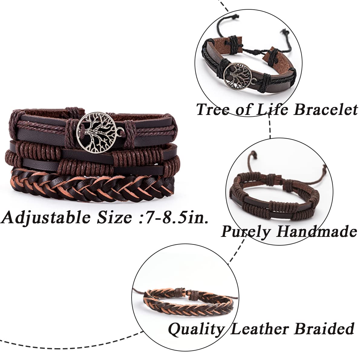 MOZAKA 27Pcs Braided Leather Bracelets for Men Women Ethnic Tribal Bracelets Leather Bracelets Wristband Woven Cuff Wrap Friendship Bracelets Adjustable