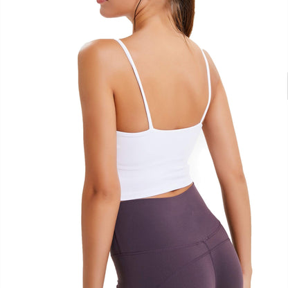 Lemedy Women Padded Sports Bra Fitness Workout Running Shirts Yoga Tank Top (XL, White)