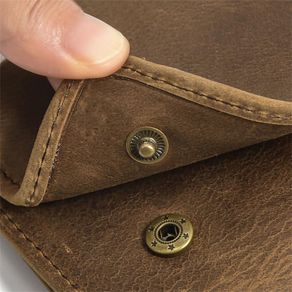 PINKPIN Mens Wallets with Chains, Genuine Leather Trifold Wallet RFID Blocking Anti-Theft Chain for Biker, Motorcycle (Brown)