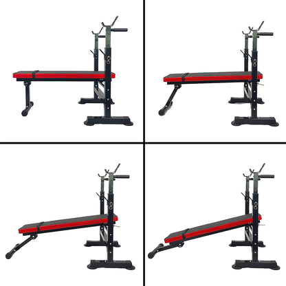 BalanceFrom Steel Weight Bench with Squat Rack, Adjustable Seat, and Recliner – Foldable Home Gym Equipment with 6-Position Barbell Holder and Leg Developer, 400 Pound User Capacity
