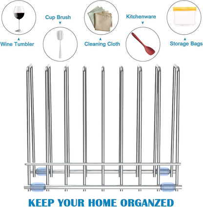 IDEATECH Bags Rack, Drying Rack for Bags, Stainless Stand, File Organizer Desktop Storage Book Shelf, Kitchen Storage & Organization (Silver)