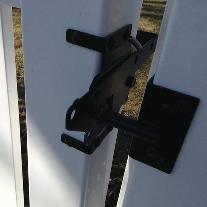 Self-Locking Gate Latch Heavy Duty Post Mount Automatic Gravity Lever Wood/PVC Fence Gate Lock with Fasteners Hardware,for Secure Pool |Yard | Gadren, Steel,Black
