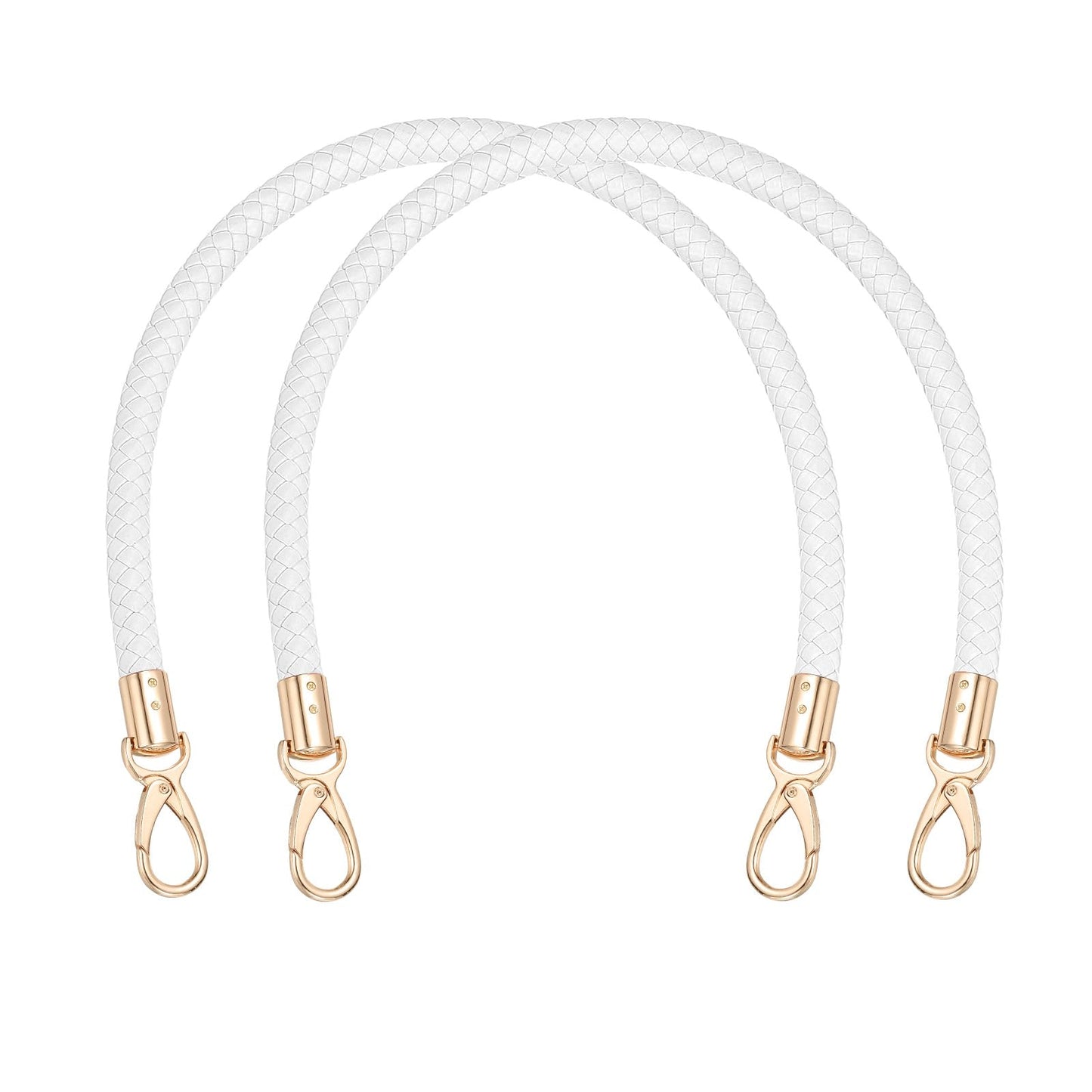 PATIKIL Braided Purse Straps 40cm / 15.7", 2 Pack PU Leather Handbag Handles Replacement with Gold Buckle for DIY Purse Handbag Tote Making Accessories, White