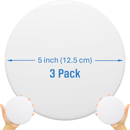 Strongest Home Wall & Door Handle Stopper 5" Set of 3 Pieces White Rubber Door Knob, Round Wall Shield Cushion, Quiet Wall Protector for Door Handle, Guard Door Bumper, Self Adhesive