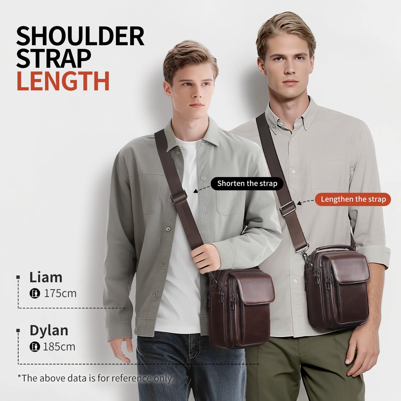 Augus Leather Small Messenger Bag For Men Crossbody Handbag Shoulder Sling Travel Bags for Men Purse Daypack Magnetic Buckle (Coffee)