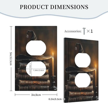 Decorative Art Light Switch Covers Wizard’s Hat & Spellbooks 1 Gang Single Duplex Outlet Wall Plate Switchplate Electrical Faceplate for Home Decor
