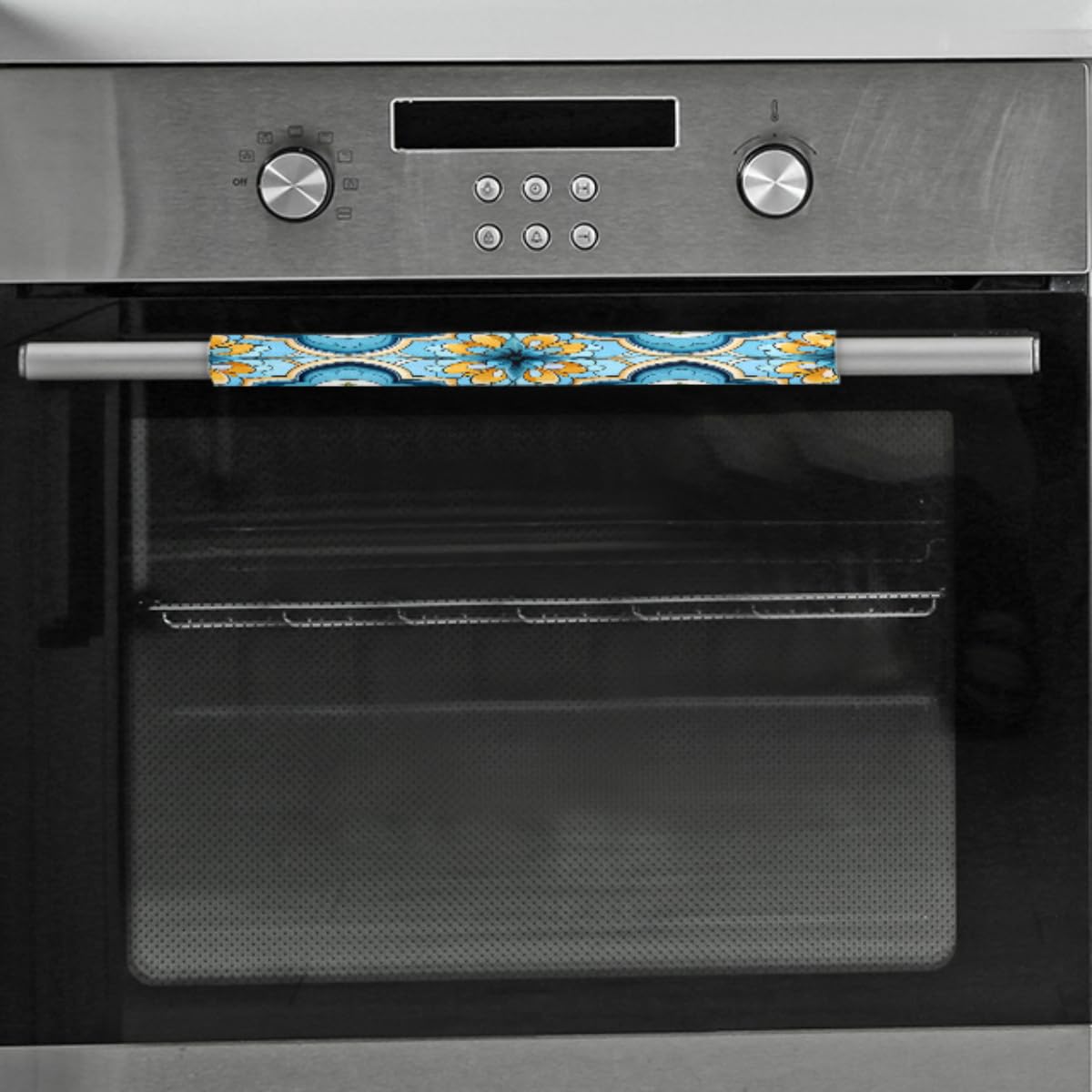 DXTKWL Blue Yellow Quatrefoil Pattern Refrigerator Door Handle Covers Set of 2 Kitchen Appliance Handle Covers Protector for Fridge Microwave Stove Oven Dishwasher