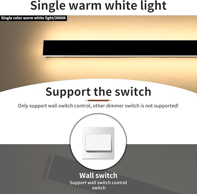 57inch Modern LED Wall Sconce, Black Outdoor Wall Light, 3000K Warm White, 50W, IP65 Waterproof, Long Linear Wall Mount Lighting, Outside Exterior Lights for Garage, Patio, Garden
