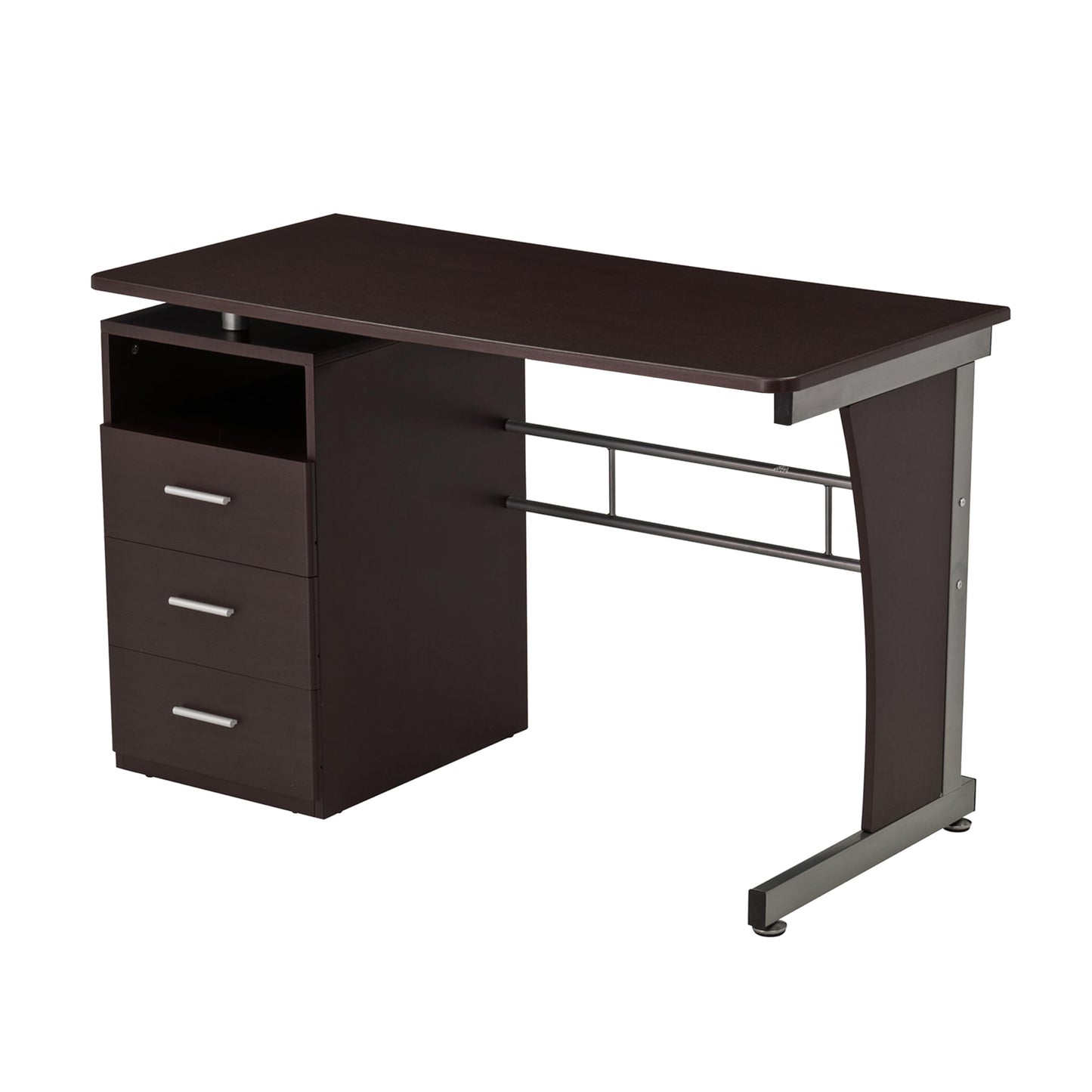 47.25" Computer Desk with Drawers, Home Office Desk with Storage, Heavy Duty and Water Resistant Study Table, Chocolate Brown
