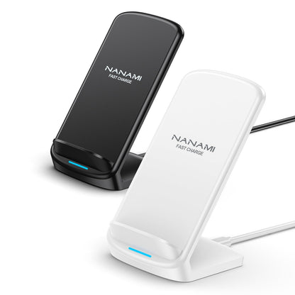 NANAMI Upgraded Fast Wireless Charger, Qi-Certified Wireless Charging Stand Compatible with Samsung Galaxy S25/S24/S23/S22/S21/S20 & Qi Phone Charger for iPhone 17/17 Air/16/16 Plus/16 Pro/15/14/13