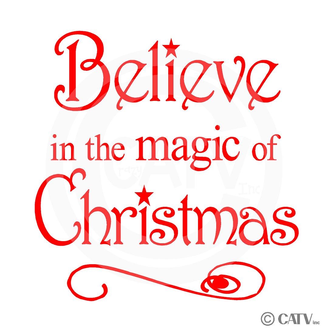 Believe in The Magic of Christmas Vinyl Wall Art Decals Sayings Words Lettering Quotes Home Decor (Red, 15.5x16)