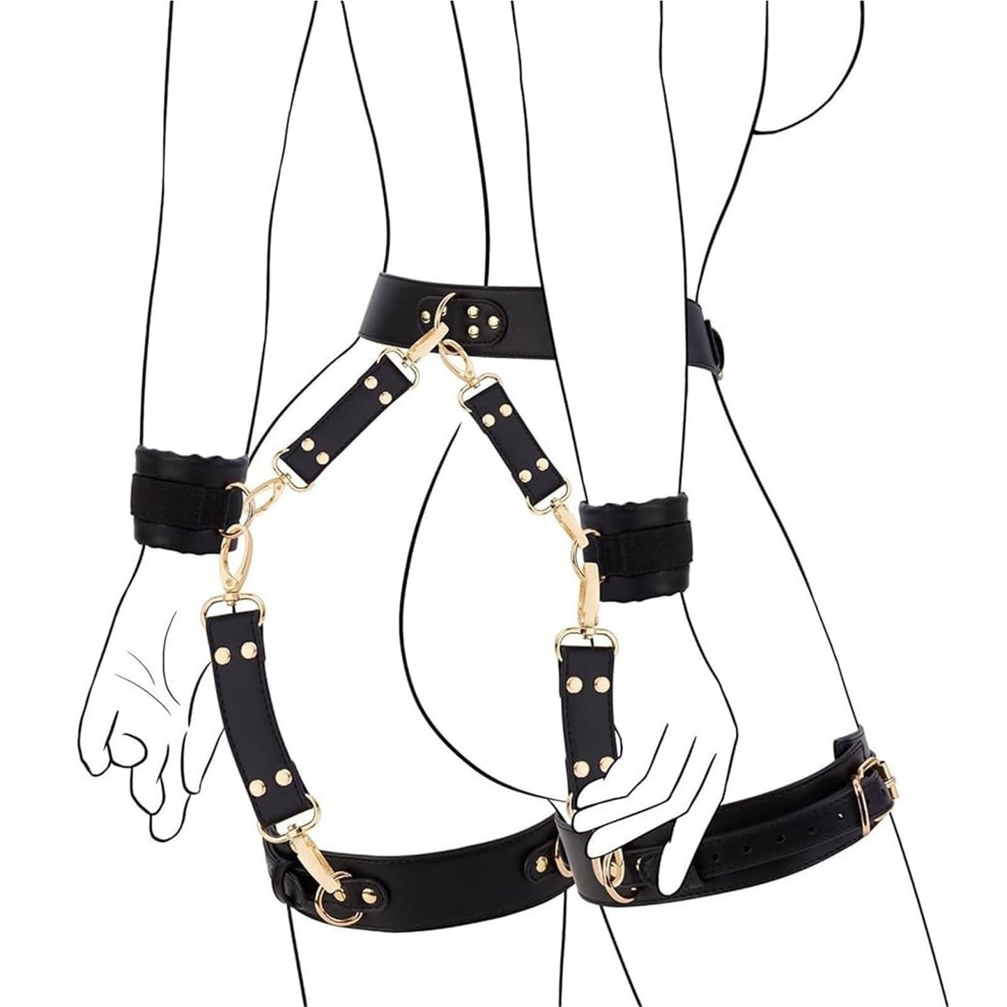 LUXINGLU Women Punk Waist Belts PU Thigh Harness Goth Belt Leg Garter Body Harness Belt for Nightclub Dress Halloween Accessories(Black)