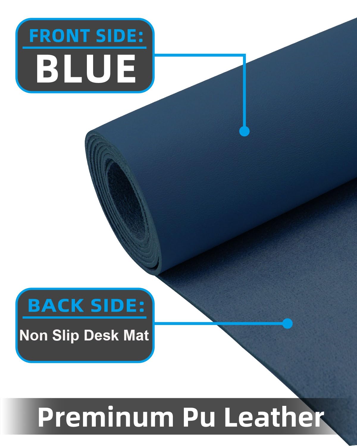 Large Desk mat, Leather Desk Pad Protector,Office Desk Mat,Mouse Pad, Non-Slip Desk Blotter, Laptop Desk Pad, Waterproof Desk Writing Pad for Office&Home (Midnight Blue, 55" x 17")