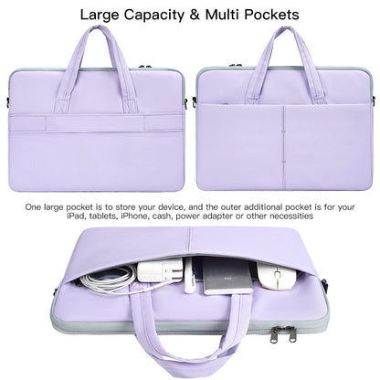 15.6 Inch Waterproof Laptop Sleeve Shoulder Bag Women Ladies Handbag Case for Acer Aspire E15/Predator, Dell Inspiron 15, HP Envy/Spectre 15.6, Lenovo IdeaPad 3 15.6, ASUS MSI GS66 15.6 Case, Purple