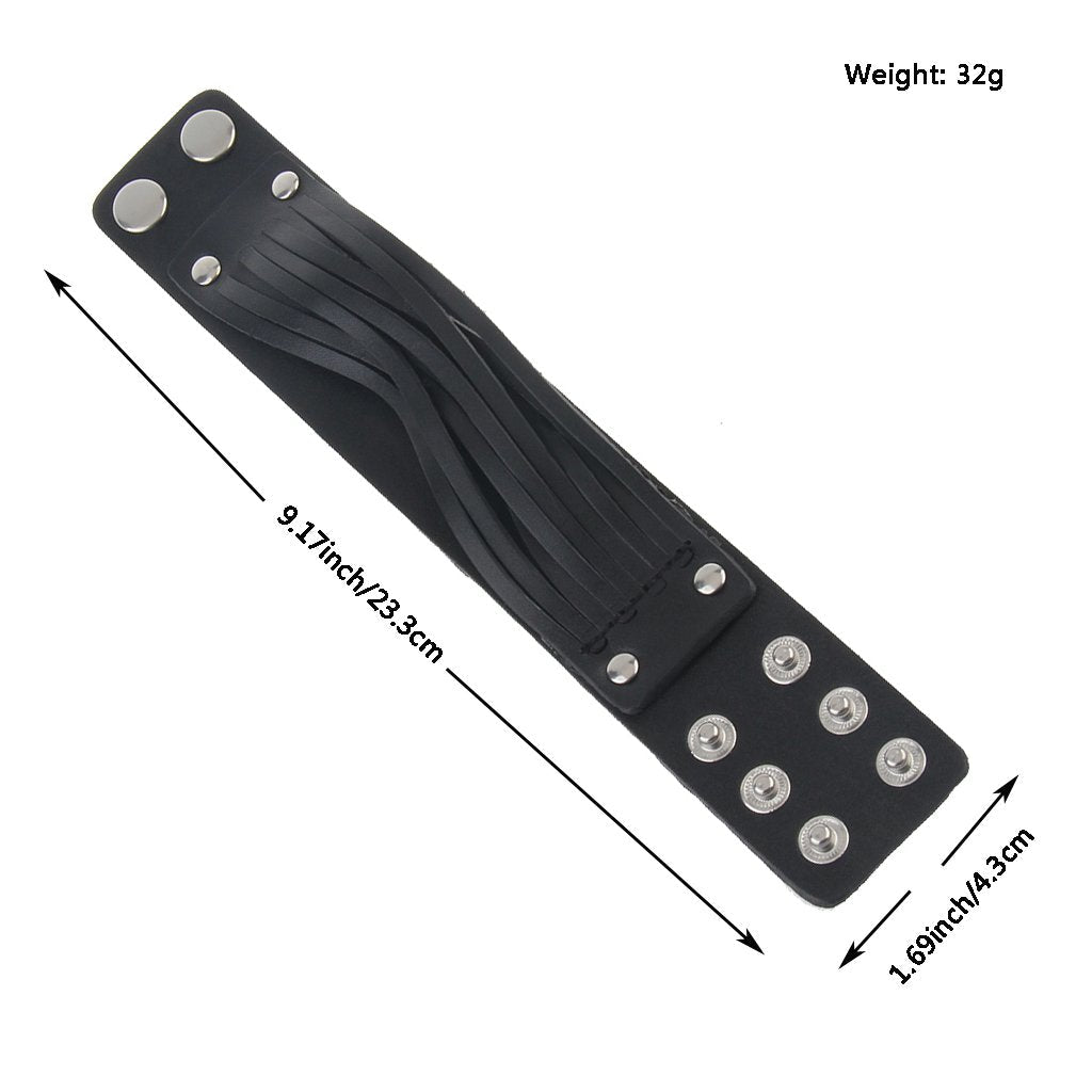 GelConnie Punk Leather Bracelet Cuff Bangle Multi Straps Wristband Adjustable Wrap Bracelets for Men, Women LPB2221-1