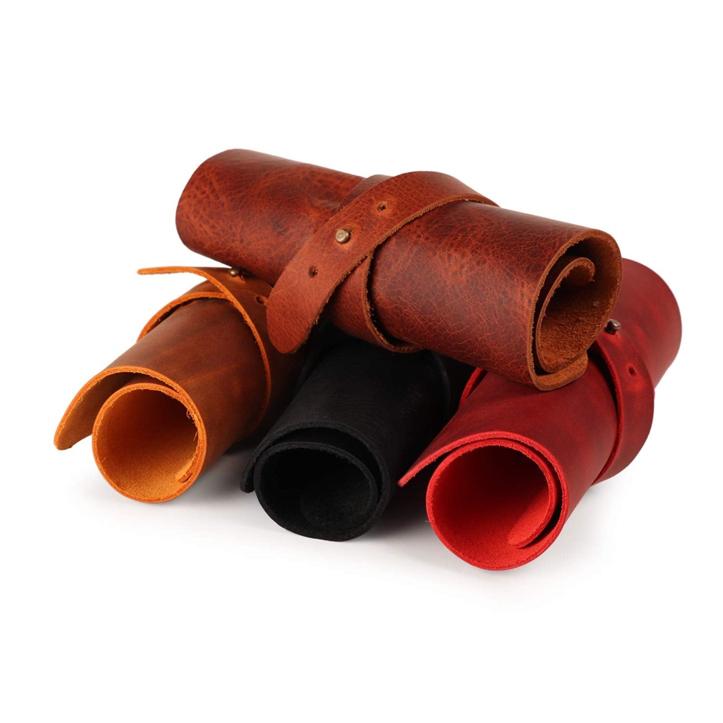 Londo Genuine Leather Retro Pen and Pencil Case - Metal Snap Fastener, Pencil Pouch Stationery Bag