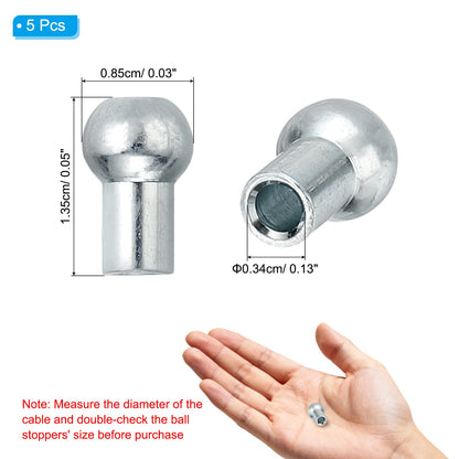 PATIKIL Cable Ball Stopper, 5pcs Gym Machine Accessories for 5mm Cable Fitness Equipment Wire Rope Port Joint Replacement Parts for Home Gym Machine, Silver