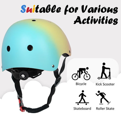 Kids Bike Helmet, Adjustable and Multi-Sport, from Toddler to Youth, 3 Sizes (Pink Yellow Blue)