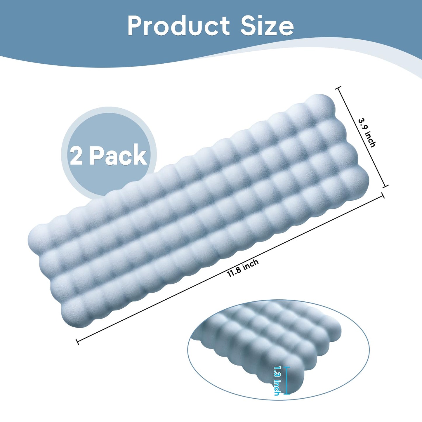 MOSISO Arm Rest for Desk, L-Shaped Desk Elbow Pad for Desk, Spherical Memory Foam Elbow Pads with Non-Slip Base, 2 Pcs Ergonomic Massage Desk Edge Cushion & Wrist Rest for Computer Keyboard, Blue