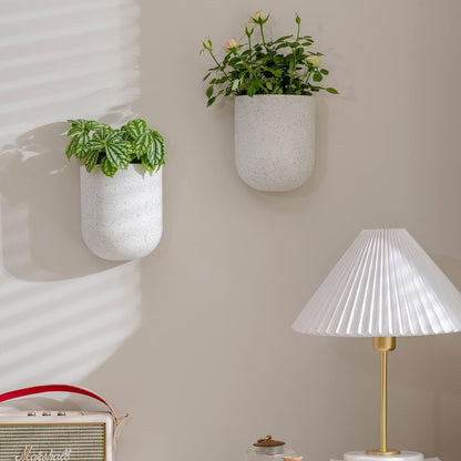 LA JOLIE MUSE Wall Hanging Planters for Indoor Plants，Hanging Flower Pots for Air Plants Succulent, Set of 2, 6 Inch, Speckled White