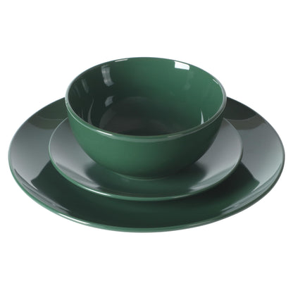 Gibson Home Queenslane 16 Piece Double Bowl Plates and Bowls Dinnerware Sets - Matte Blue