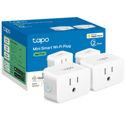TP-Link Tapo Matter Supported Smart Plug Mini, Compact Design, 15A/1800W Max, Super Easy Setup, Works with Apple Home, Alexa & Google Home, UL Certified, 2.4G Wi-Fi Only, White, Tapo P125M(3-Pack)