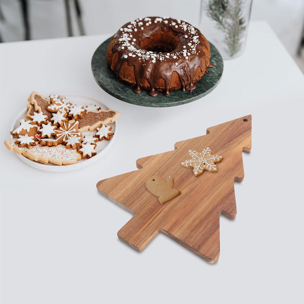 Healeved 2pcs Christmas Tree Charcuterie Board, Wooden Cutting Board Xmas Tree Serving Kitchen Chopping Cheese Sushi Fruits Snacks Candy Platter