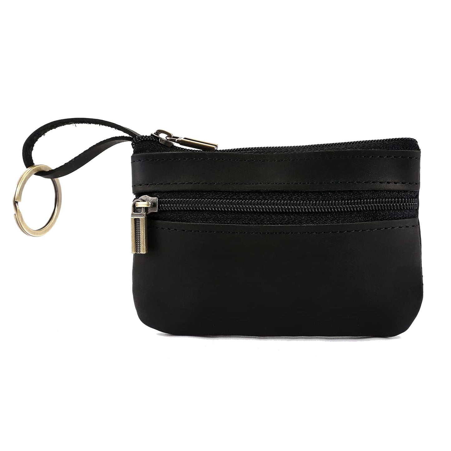 Coin Purse for Men,Coin Pouch with Zipper for Men Women,Genuine Leather Mini Coin Pocket Pouch Change Holder Mens Tray Purses Coin Purse Cash Change Wallet Key Holder Money Pouch