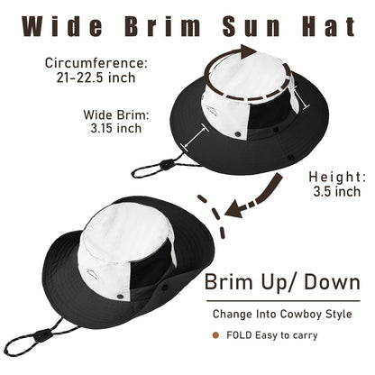 ZOORON Sun Hats for Teens Men Women Waterproof Fishing Hat UPF 50+ Bucket Hat Quick Dry Safari Hat for Beach Hiking Garden