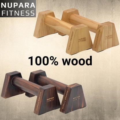 NUPARA FITNESS Wooden Push Up Bars - Calisthenics Equipment for Core and Upper Body Strength Training and Exercise | Push Up Handles | Pushup Bars | Parallettes