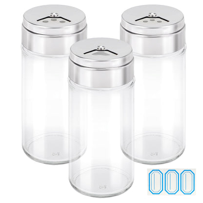 Segarty Spice Jars, 6 Pack 3 oz Spice Bottles with Shaker Lids, Glass Empty Storage Containers with Adjustable Stainless Steel Flow Top for Your Regularly Used Spices