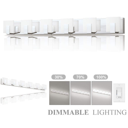 Aipsun 6 Lights Dimmable Modern LED Bathroom Vanity Light Acrylic Stainless Steel Chrome Up and Down Bathroom Wall Light Over Mirror(White Light 6000K)