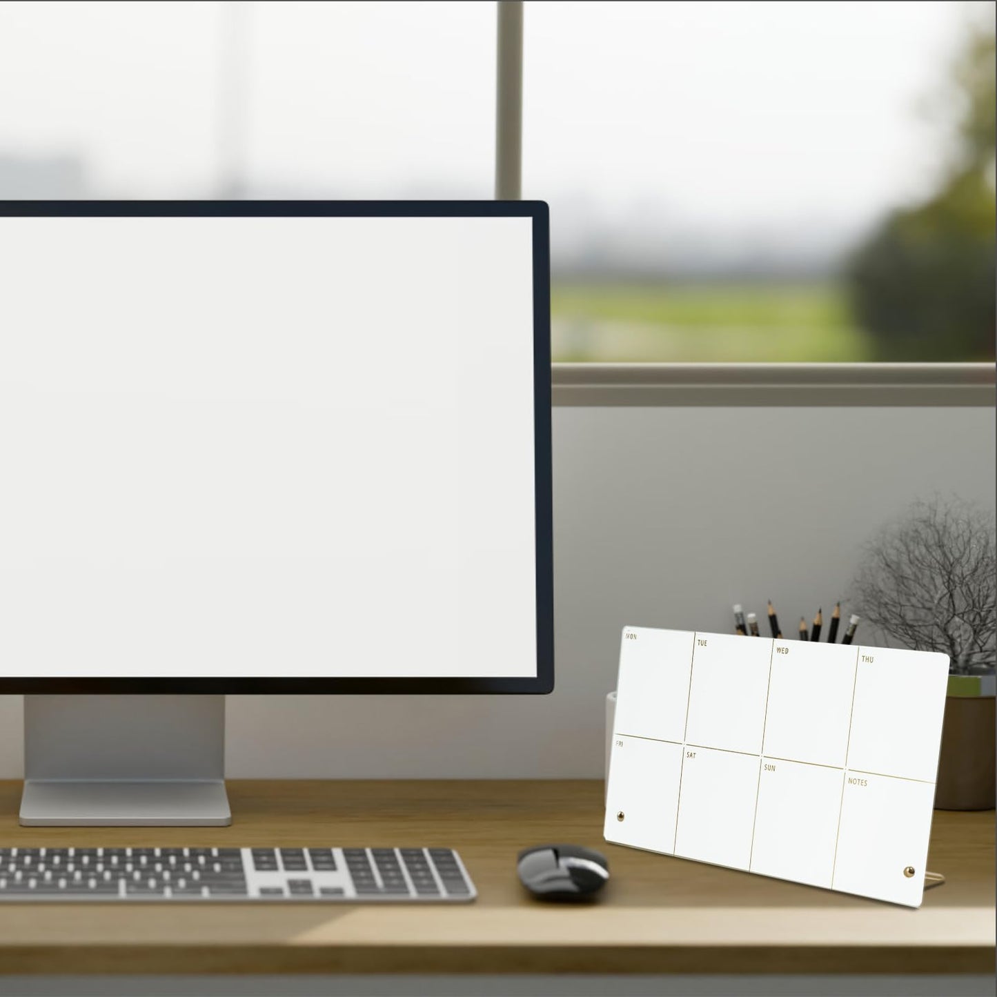 Marribol Weekly Planner Dry Erase Board for Desk,Acrylic Desktop Weekly Planner Whiteboard with Stand,12"X6"-Small, Dry Erase Weekly to Do List White Board for Home Office School-ZMZL-W-1530