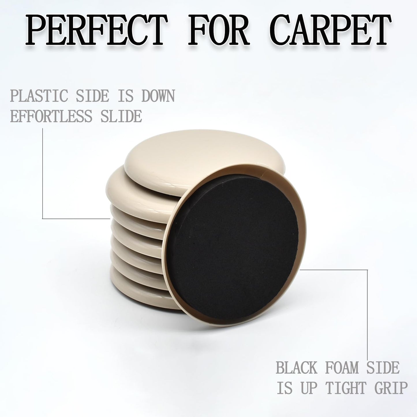 Furniture Sliders, 8 Pcs 3 1/2'' Furniture Sliders Pads for Hardwood Floors, Chair Legs Floors Protectors, Reusable Round Glides Glider, Heavy Duty Furniture Movers Sliders