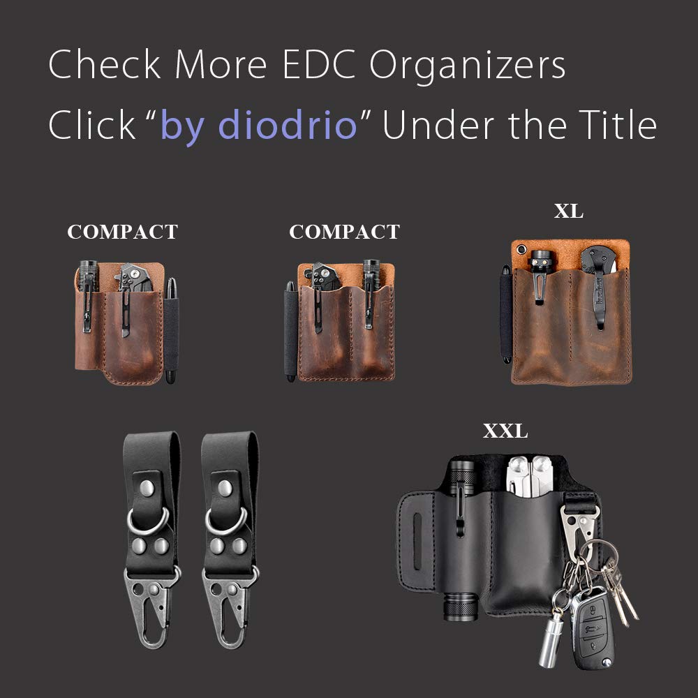 EDC Leather Key Ring Keychain Holder Belt Loop, Heavy Duty Belt Clip Key Fob Holder for Men, Key Ring on Belt, Solid Key Clip Key Chain, EDC Gear Essentials, Black.
