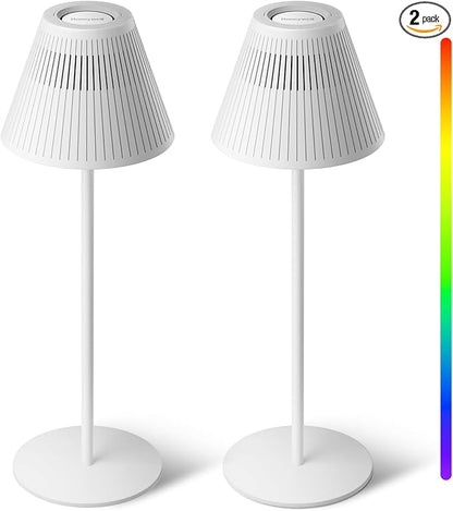 Honeywell Cordless Table Lamps Rechargeable, 2 Packs M1 Sunturalux Portable LED Desk Lamp 5200mAh 4Color 9RGB Dimmable Bedside Lamps for Restaurant/Bedroom/Bars/Party/Camping Night Light