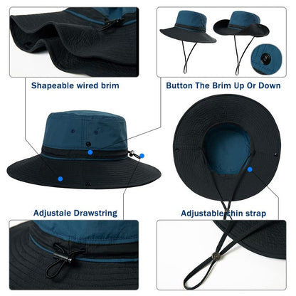 TOP-EX L/XL Sun Hats for Women & Men with Wide Brim, UV Protection UPF 50, Waterproof Safari Hat Boonie Hats, Foldable & Breathable & Adjustable for Fishing Trekking Travel, Navy 60-63CM