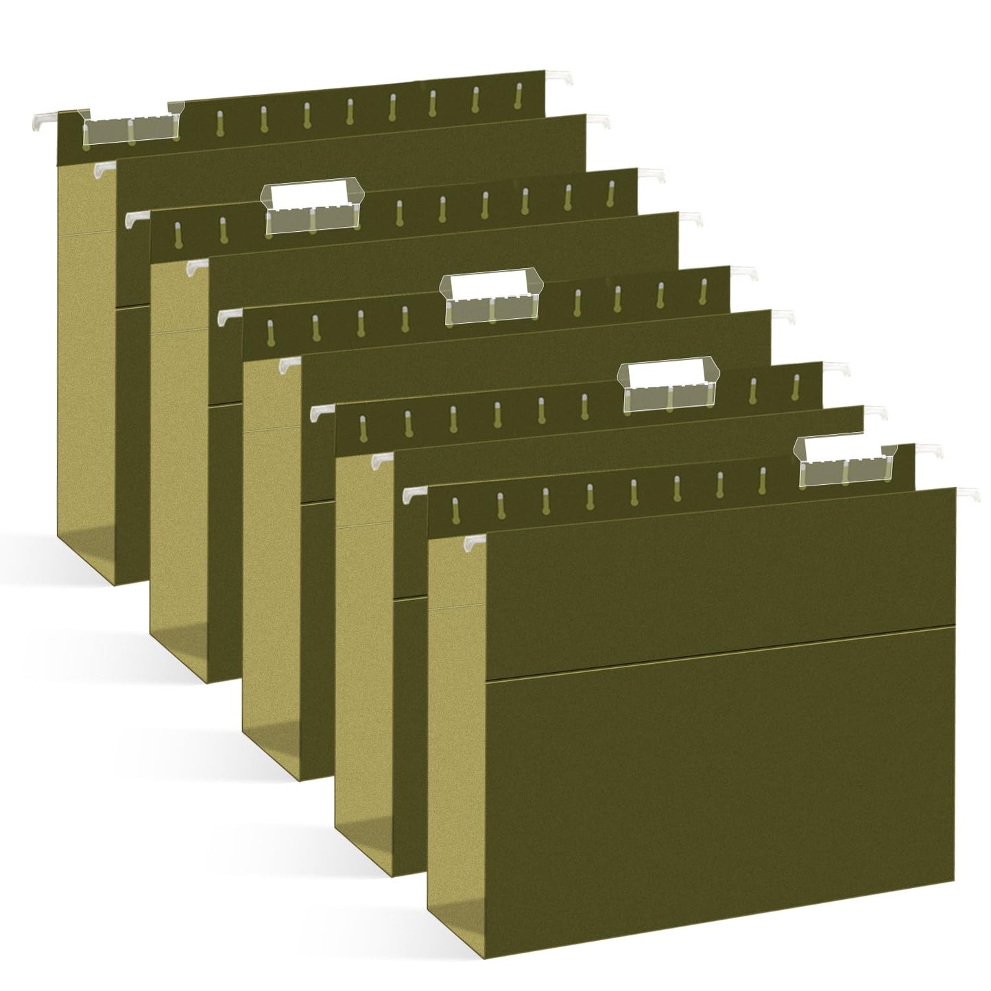Hanging File Folders, RAZCC 30 Pack Letter Size Reinforced Hanging Folders with Heavy Duty 2 Inch Expansion for Bulky Files, Filing Cabinet, Adjustable Tabs, Green