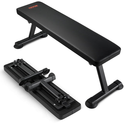 VEVOR Flat Weight Bench, Foldable Strength Training Bench, Utility Workout Bench for Full Body Workout, 1000 LBS Press Bench for Home Gym Exercise, for Multi-Purpose Weight Training and Ab Exercises
