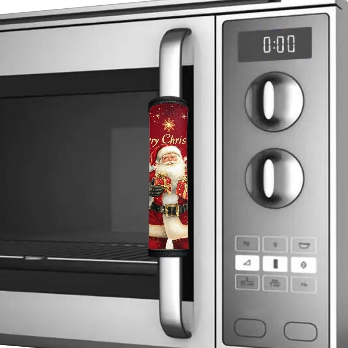 Mintulipy Xmas Refrigerator Door Handle Covers 4 PCS Christmas Santa Claus Protector Fridge Dishwasher Oven Keep Off Fingerprints Food Stain