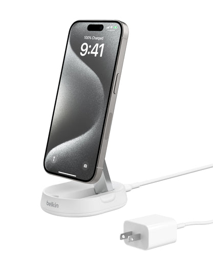 Belkin Magnetic Wireless Charging Pad 15W - MagSafe-Compatible Qi2-Certified Wireless Charging Station, iPhone Charger for Apple iPhone 16, 15, 14 Series, AirPods w/Non-Slip Base - Black (No PSU)
