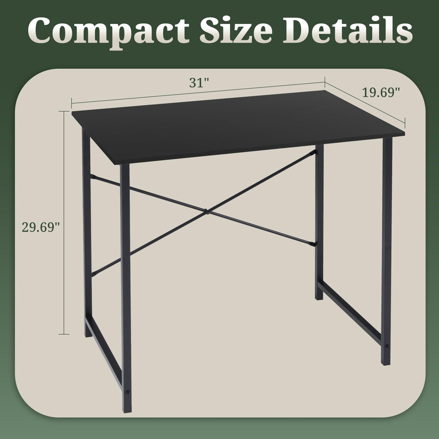 SageNest Computer Desk 32 Inch, Simple Home Office Desk Study Writing Table, Sturdy Metal Frame, Scratch-Resistant MDF Desktop for Bedroom Dorm Workspace Small Space, Black