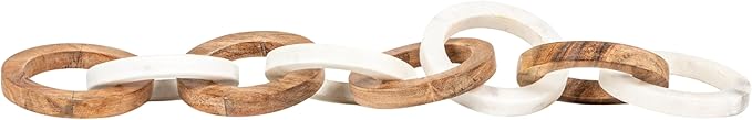 Creative Co-Op Acacia Wood and Marble Chain with 8 Links