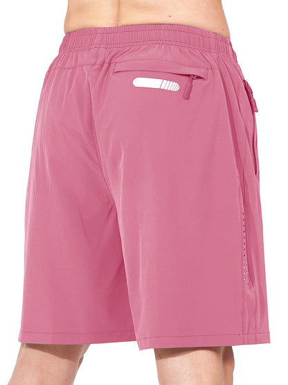 NORTHYARD Men's Athletic Running Shorts Gym Workout 7"/9"/5" Quick Dry Lightweight Sports Basketball Tennis 3 Zipper Pockets POWDERPINK L